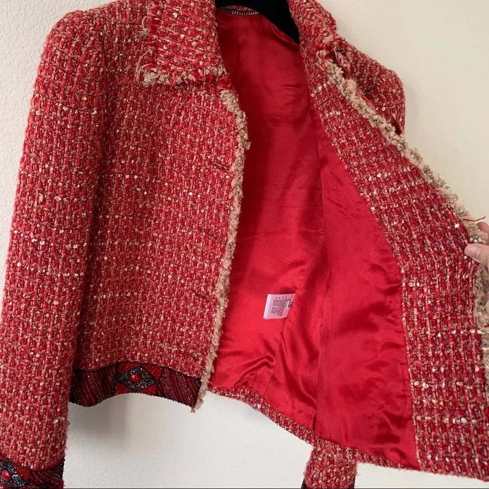 NWOT Blumarine beaded tweed jacket